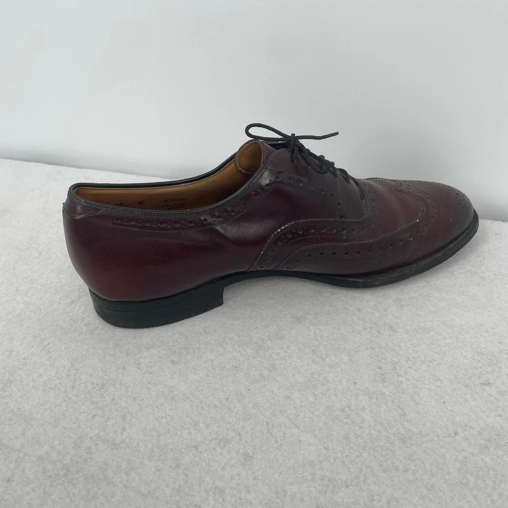 Johnston & Murphy Mens Burgundy Leather Wingtip Oxford Dress Shoes Made USA 10